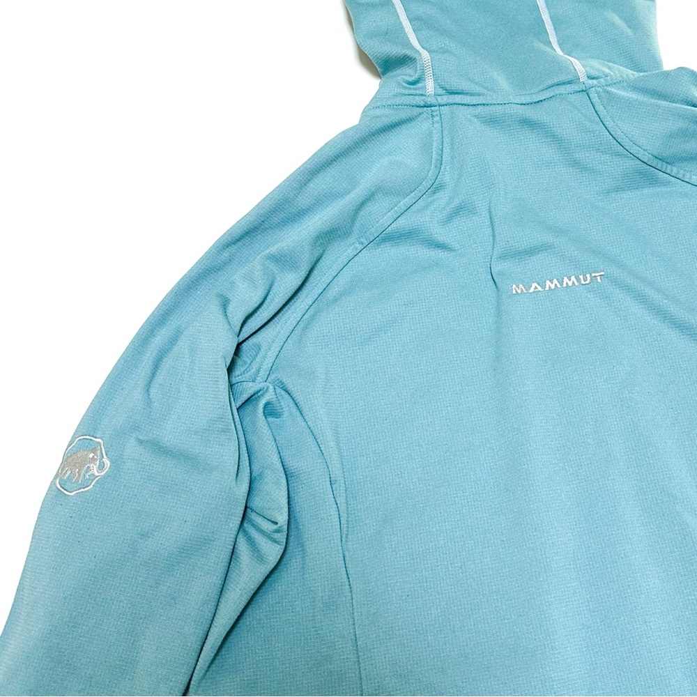 Mammut Women’s Calispell Fleece Hooded Jacket Light Pacific Melange Aqua UPF 50+ - Picture 7 of 14